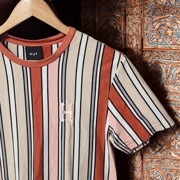 HUF Other - HUF Worldwide Striped Short Sleeve Tee S Shirt Skater Hip Hop EDM Cali Skate